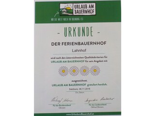 Qualtitätsgeprüft von Urlaub am Bauernhof