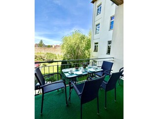 Balcony overlooking the garden