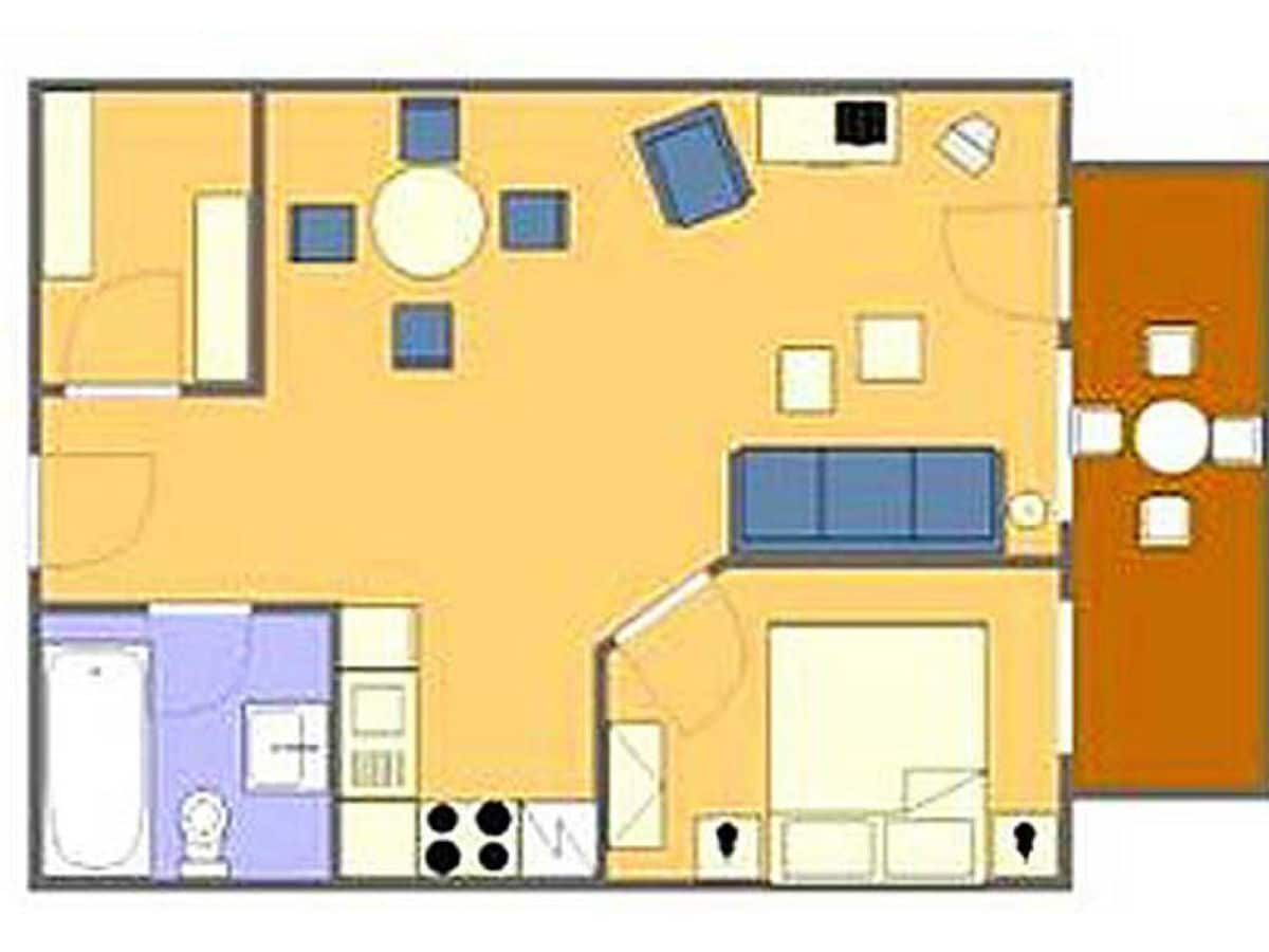 Grundriss 2-Zimmer-Ferienwohnung