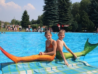 Meerjungsfrau und Neptun im Waldbad Olbernhau