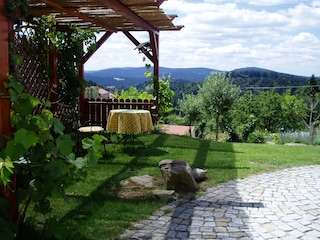 Weitblick auf Berge & Wälder.