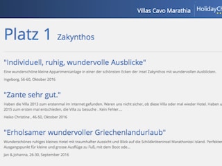 Platz 1 Hotels und Unterkünfte gesamte Insel Zakynthos