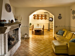 Living area with fireplace
