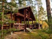 Log cabin and barbecue pavilion