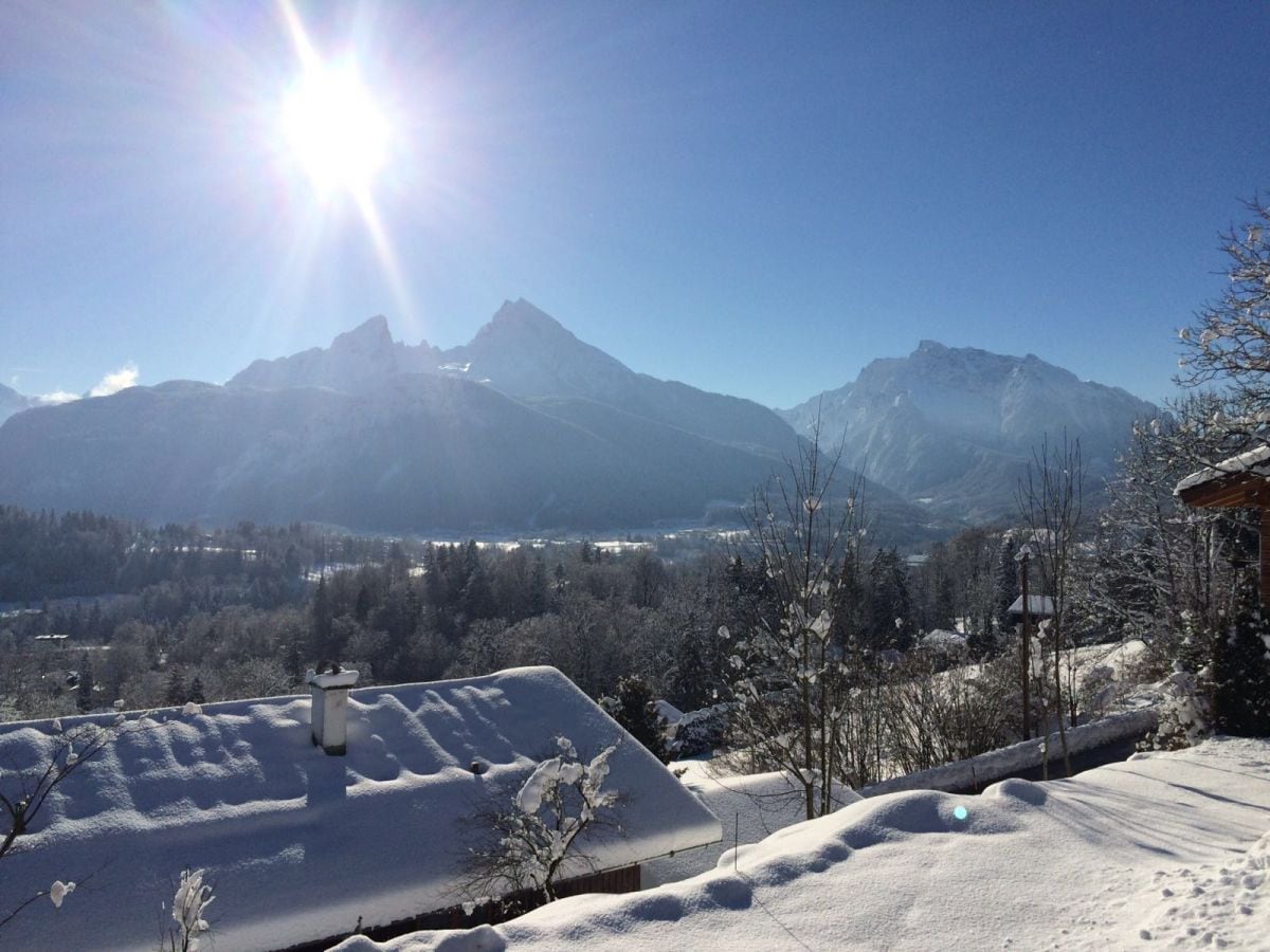 Aussicht im Winter direkt auf den Watzmann