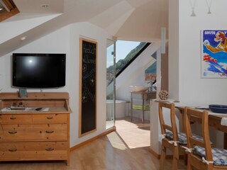 Blick in den Flur in der Blauen Wohnung