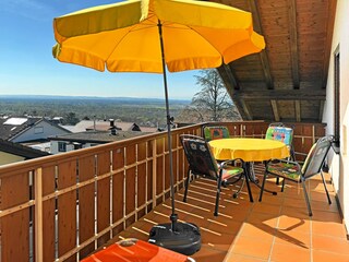Sunny balcony with views over to France