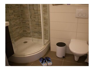 Dusche im Badezimmer der Fewo in Burgtiefe auf Fehmarn