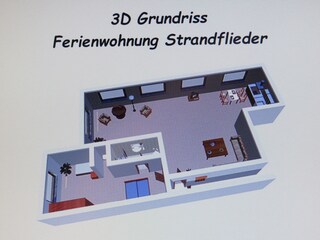 3D Grundriss Ferienwohnung Strandflieder