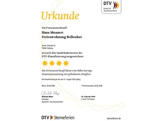 4-Sterne Klassifzierung Urkunde