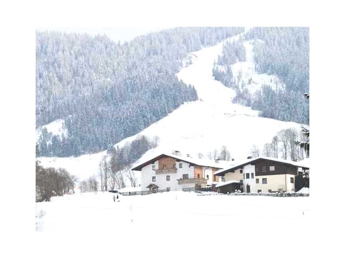 Blick vom Haus zu einer der Skiabfahrten