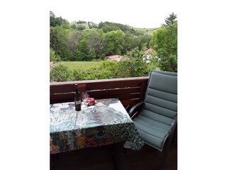 Blick vom grossen Balkon (mit Markisse) n die Weinberge