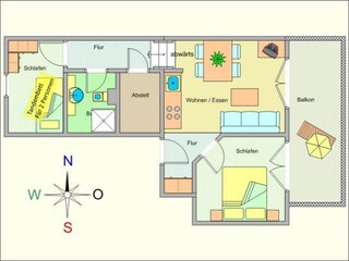 Grundriss Waldhaus - zwei Schlafzimmer