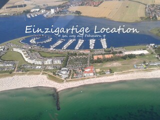 Blick auf der Vogelperspektive auf die Strandburg