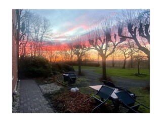 Vordere Terrasse bei Sonnenaufgang