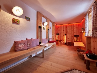 Arolla pine wellness-area with infrared heat lamps