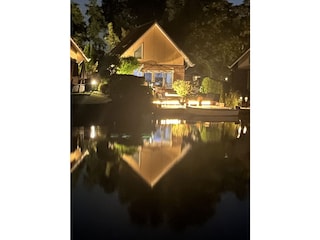 Our garden with cozy lighting