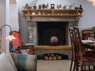 Rock fireplace in the living room