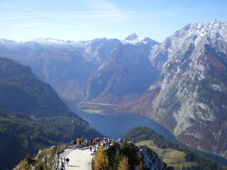 Blick vom Jenner zum Königssee, St. Bartholomä