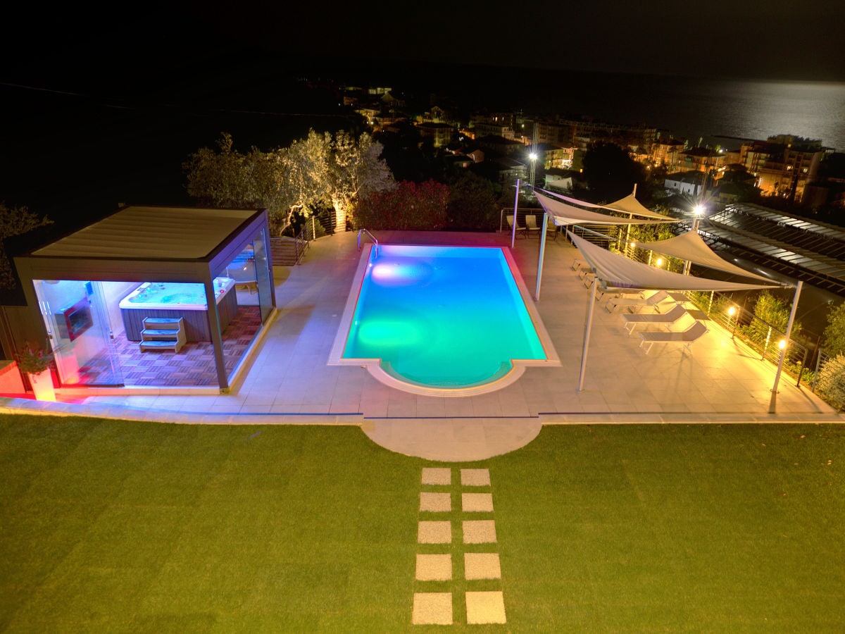 night view of the pool