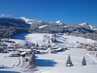 Blick von der Terrasse zur Langlaufloipe...