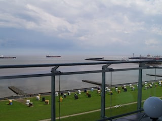 Blick vom Balkon auf die Grimmershörnbucht