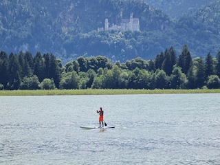 Stand-up Paddling auf dem Forggensee mit Schlossblick