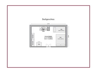 Schlafzimmer m. 2 Betten: 0,90  x 2,00 m; 1,40 x 2,00 m