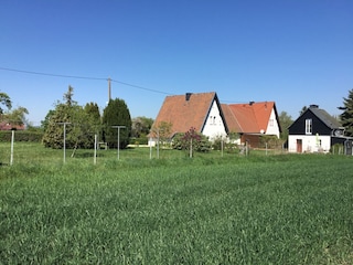 Blick vom Feld auf das Anwesen "Lichtberg"