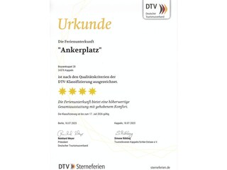 Seit 2023 ist unsere FeWo mit 4**** bewertet.