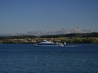 Bodensee Katamaran auf dem Weg nach Friedrichshafen