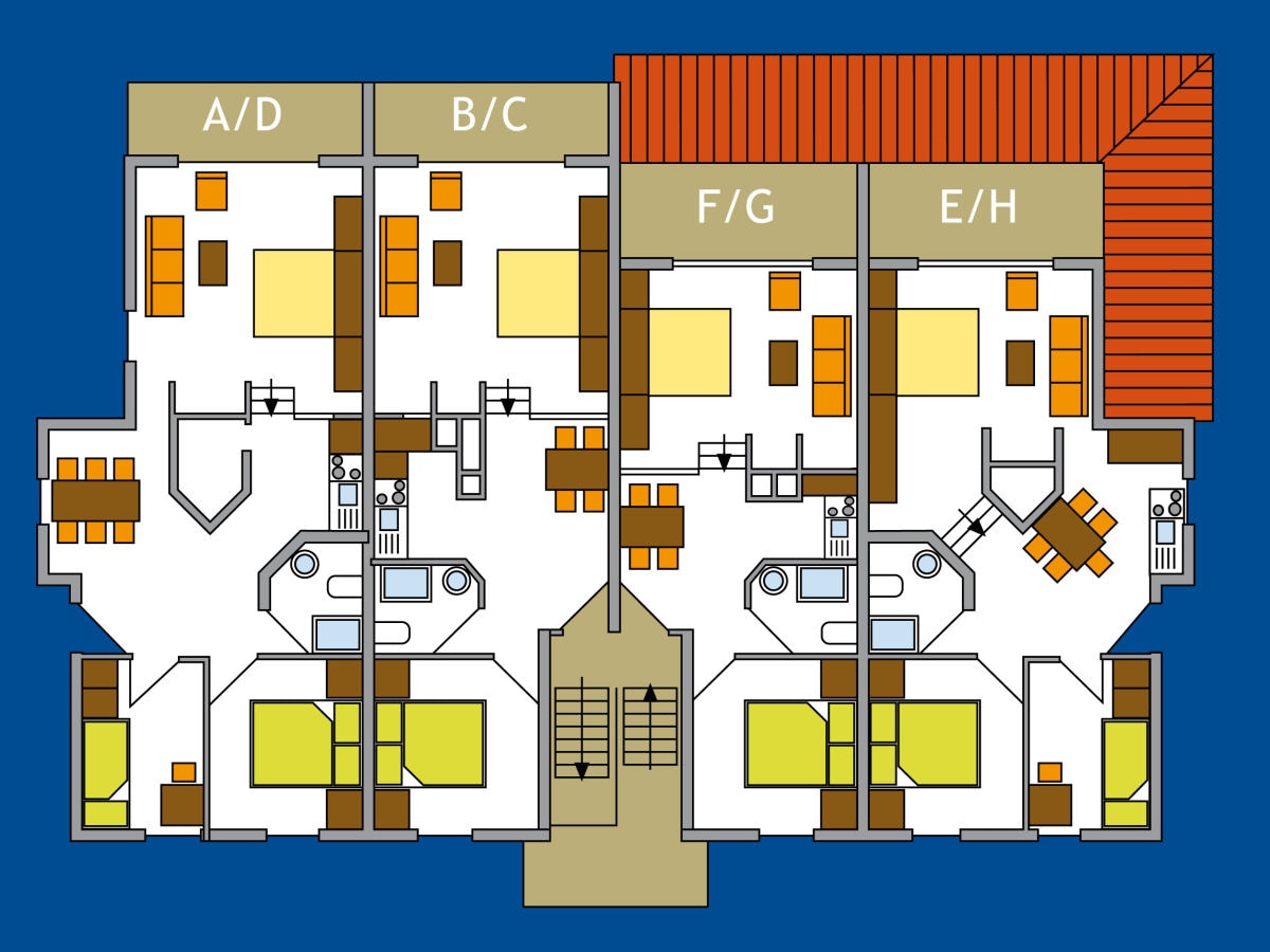 Grundrisse aller App's EG und 1.OG  und gespiegelt