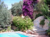 pool underneath the cottage