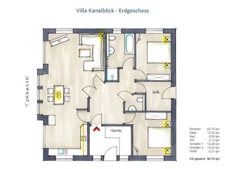 Grundriss mit QM Angabe
