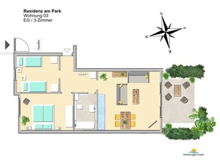 Residenz am Park, Ferienwohnung 03, Grundriss