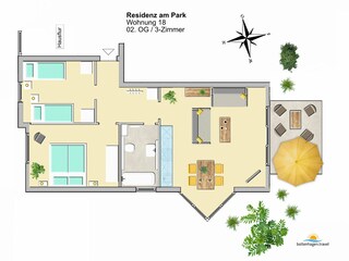 Residenz am Park, Ferienwohnung 18 - Grundriss