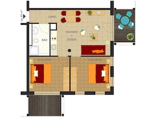 Grundriss der Ferienwohnung 23 im Strandpalais