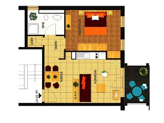 Grundriss der Ferienwohnung 31 im Strandpalais