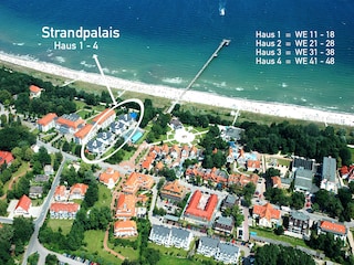 Strandpalais in Strandlage - Luftaufnahme