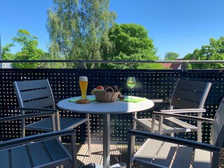 Strandpalais Ferienwohnung 34 - möblierter Balkon