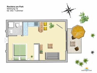 Residenz am Park, Ferienwohnung 14 - Grundriss