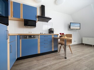 Residenz am Park, Ferienwohnung 14, Küche mit Tresen