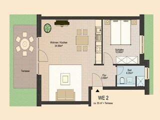 Weidenblick, Ferienwohnung 02 - Grundriss