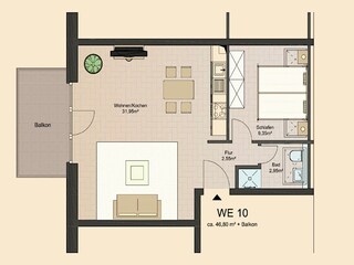 Weidenblick, Ferienwohnung 10 - Grundriss