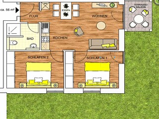 Haus Meeresbrise, Ferienwohnung 04 Grundriss