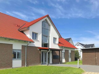 Haus Meeresbrise, Nordansicht und Fahrradschuppen