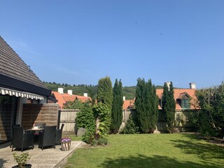 Garden with a view of the museum village