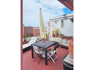 Terrace dining and staircase access