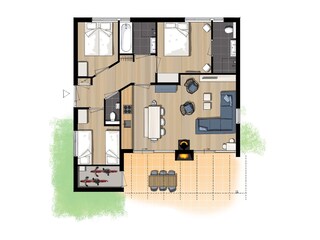 Grundriss BeachVilla  für 6 Personen