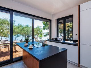 kitchen with view of the sea